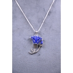 Lotus flower/amulet-necklace-silver inlaid with lapis lazuli stone-Egyptian pendant-handcrafted-Egyptian Mythology-ancient Egyptian symbol