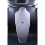 Lotus flower/amulet-necklace-silver inlaid with lapis lazuli stone-Egyptian pendant-handcrafted-Egyptian Mythology-ancient Egyptian symbol