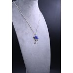 Lotus flower/amulet-necklace-silver inlaid with lapis lazuli stone-Egyptian pendant-handcrafted-Egyptian Mythology-ancient Egyptian symbol