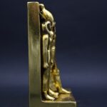 Menkaure Triad Statue – Egyptian Pharaoh, Goddess Hathor, Wife - Gold Leaf Stone - صورة إضافية 10