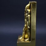 Menkaure Triad Statue – Egyptian Pharaoh, Goddess Hathor, Wife - Gold Leaf Stone - صورة إضافية 5