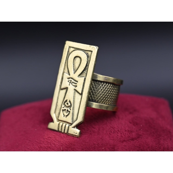 Oxidized Copper Ankh Ring: Ancient Egyptian Key of Life Symbol