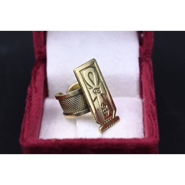 Oxidized Copper Ankh Ring: Ancient Egyptian Key of Life Symbol