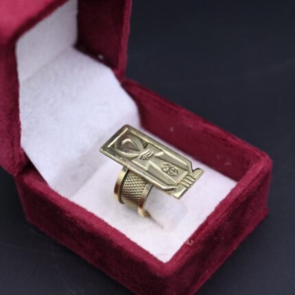 Oxidized Copper Ankh Ring: Ancient Egyptian Key of Life Symbol