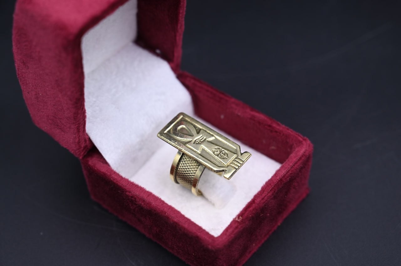 Oxidized Copper Ankh Ring: Ancient Egyptian Key of Life Symbol
