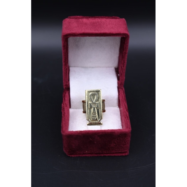 Oxidized Copper Ankh Ring: Ancient Egyptian Key of Life Symbol