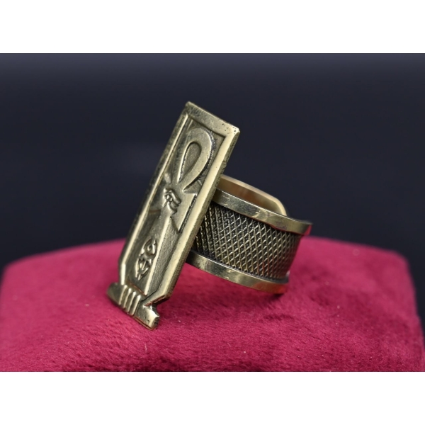 Oxidized Copper Ankh Ring: Ancient Egyptian Key of Life Symbol