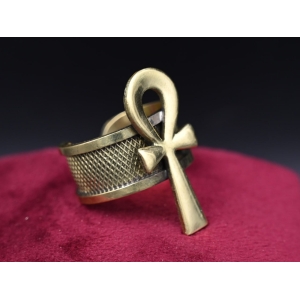Oxidized Copper Ankh Ring: Egyptian Key of Life Symbol