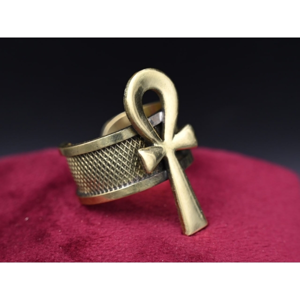 Oxidized Copper Ankh Ring: Egyptian Key of Life Symbol