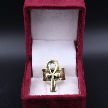 Oxidized Copper Ankh Ring: Egyptian Key of Life Symbol