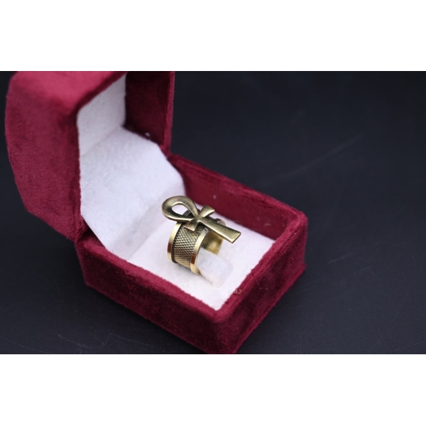 Oxidized Copper Ankh Ring: Egyptian Key of Life Symbol