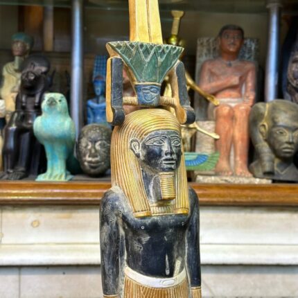 Pretty statue of Nefertem-God of healing-beauty-perfumes during the ancient Egypt-antiques-deities-Egyptian mythology-sculpture.