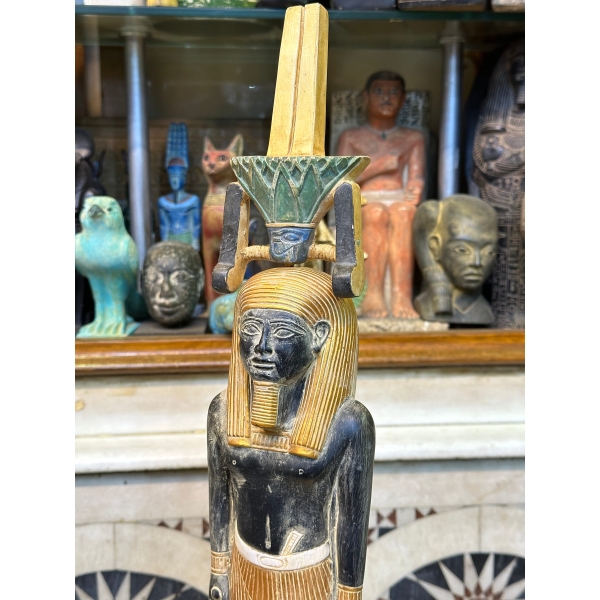 Pretty statue of Nefertem-God of healing-beauty-perfumes during the ancient Egypt-antiques-deities-Egyptian mythology-sculpture.