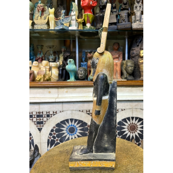 Pretty statue of Nefertem-God of healing-beauty-perfumes during the ancient Egypt-antiques-deities-Egyptian mythology-sculpture.