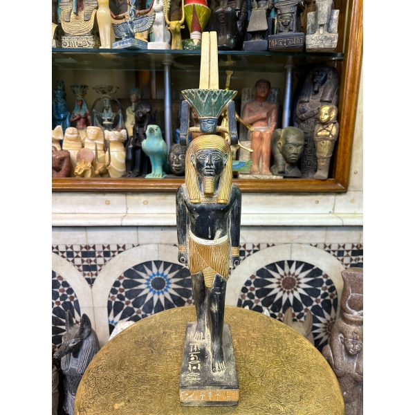 Pretty statue of Nefertem-God of healing-beauty-perfumes during the ancient Egypt-antiques-deities-Egyptian mythology-sculpture.