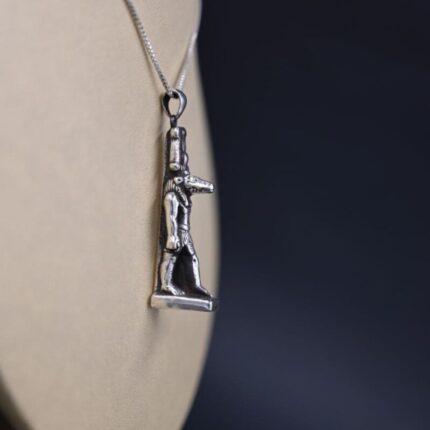 Pure Silver Sobek Amulet, Ancient Egyptian Crocodile God Pendant
