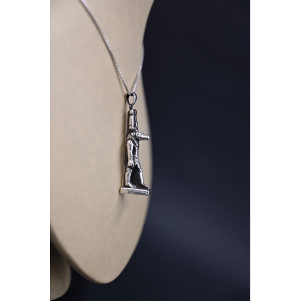 Pure Silver Sobek Amulet, Ancient Egyptian Crocodile God Pendant