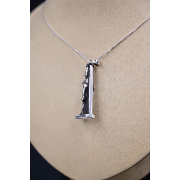 Pure Silver Sobek Amulet, Ancient Egyptian Crocodile God Pendant
