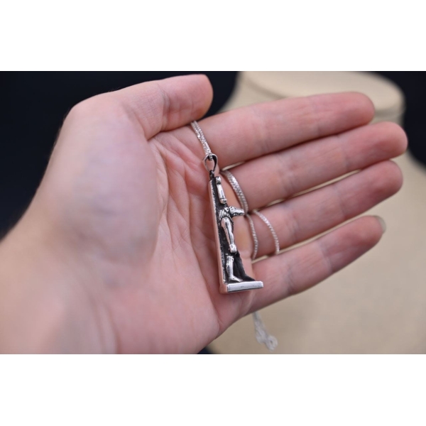 Pure Silver Sobek Amulet, Ancient Egyptian Crocodile God Pendant