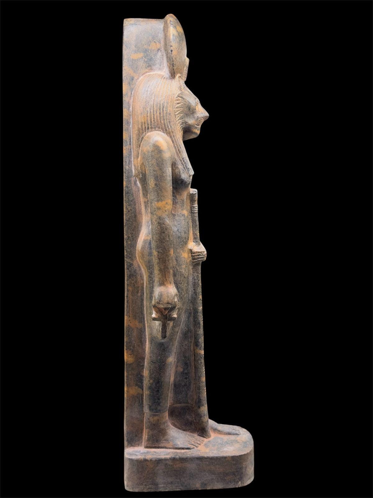 Rare Sekhmet Statue in Real Black Granite – 40 cm / 15.7 Inches Museum Quality Egyptian Goddess