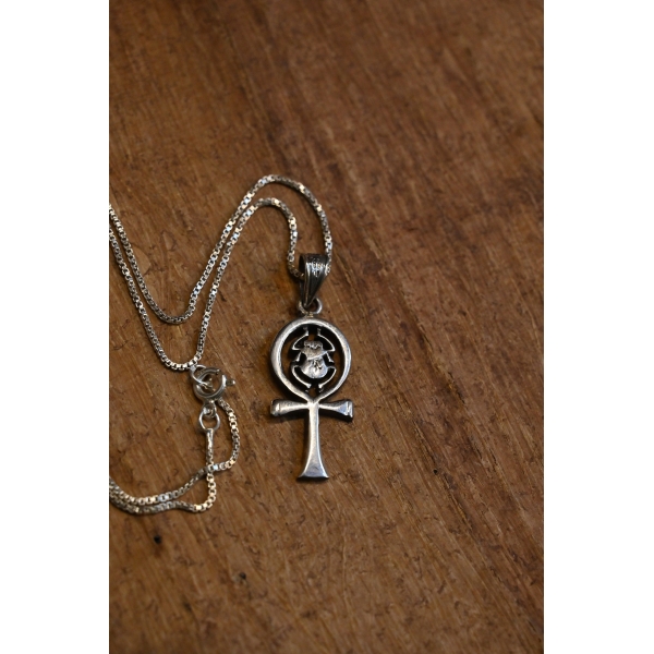 Silver Ankh Pendant Necklace: Egyptian Scarab Amulet - صورة إضافية 2