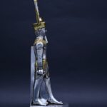Silver Leaf Amun Ra Statue – Egyptian Mythology Stone Sculpture - صورة إضافية 3