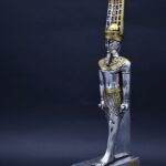 Silver Leaf Amun Ra Statue – Egyptian Mythology Stone Sculpture - صورة إضافية 6