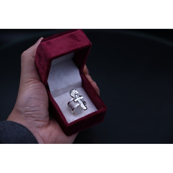 Sterling Silver Ankh Ring - Egyptian Key of Life Symbol - صورة إضافية 2