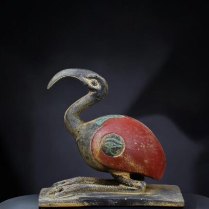 Stone Sacred Ibis Statue, Egyptian God Thoth Sculpture (15 cm)