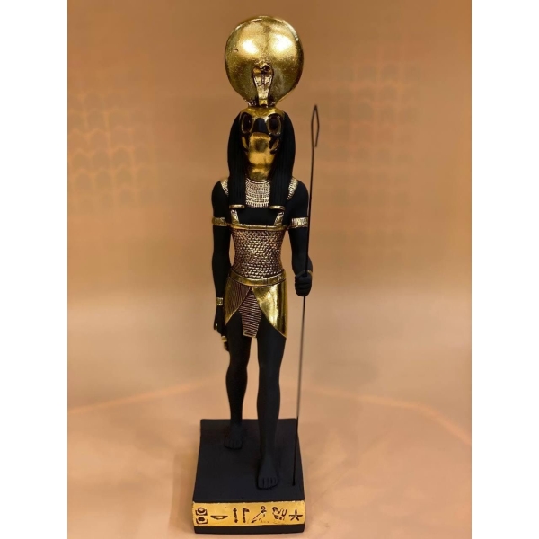 Stone Statue of Egyptian God Ra: Ancient Replica Decor