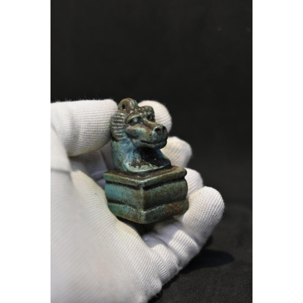 Thoth Egyptian Amulet Pendant, Faience Statue - صورة إضافية 3