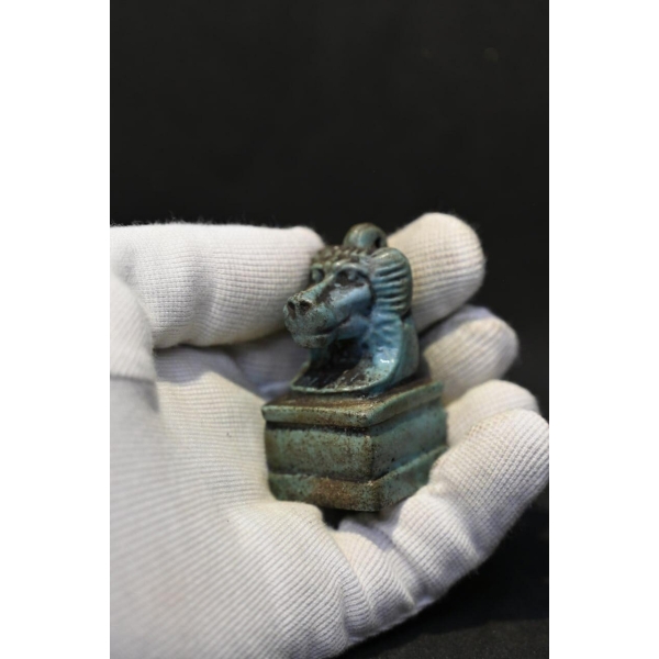Thoth Egyptian Amulet Pendant, Faience Statue - صورة إضافية 4