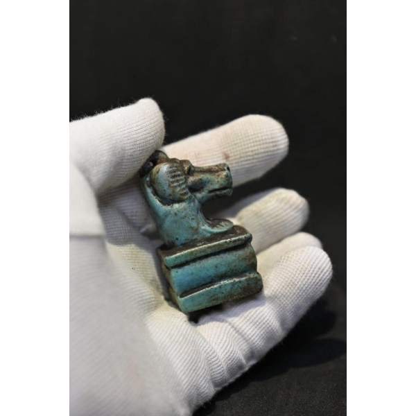 Thoth Egyptian Amulet Pendant, Faience Statue - صورة إضافية 5