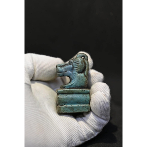 Thoth Egyptian Amulet Pendant, Faience Statue - صورة إضافية 6