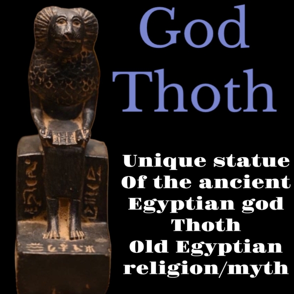 Thoth -vintage statue-Depicted in Baboon-Symbol of wisdom writing-moon-Egyptian antique statues -handcraft-Archeology/Egyptian mythology
