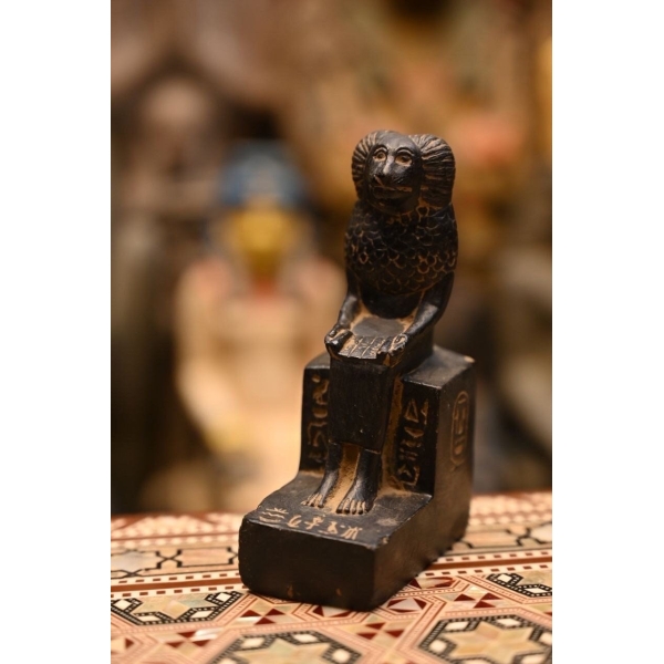Thoth -vintage statue-Depicted in Baboon-Symbol of wisdom writing-moon-Egyptian antique statues -handcraft-Archeology/Egyptian mythology