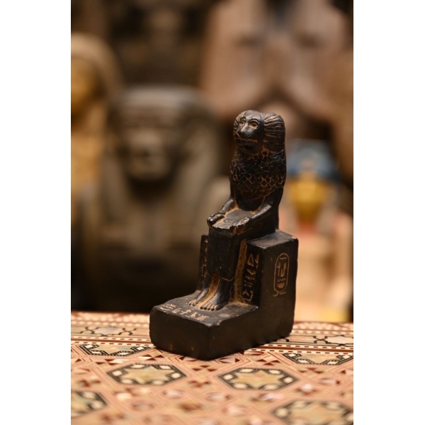 Thoth -vintage statue-Depicted in Baboon-Symbol of wisdom writing-moon-Egyptian antique statues -handcraft-Archeology/Egyptian mythology