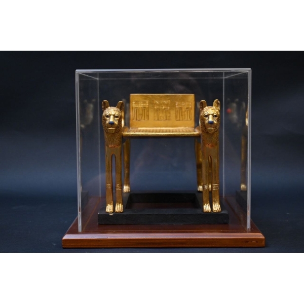 Tutankhamun lions bad-replica museum piece-ancient Egyptian religion,mythology-sculpture Egyptian antiquities-made in Egypt