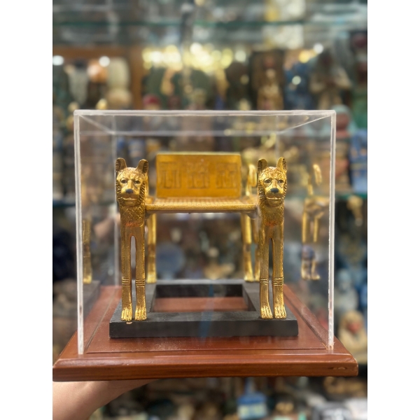 Tutankhamun lions bad-replica museum piece-ancient Egyptian religion,mythology-sculpture Egyptian antiquities-made in Egypt