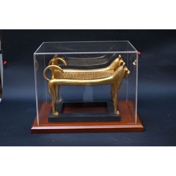 Tutankhamun lions bad-replica museum piece-ancient Egyptian religion,mythology-sculpture Egyptian antiquities-made in Egypt