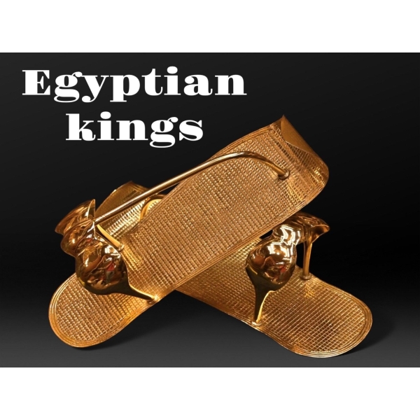 Tutankhamun Sandals, Gold Coated Copper, Egyptian Replica - صورة إضافية 4