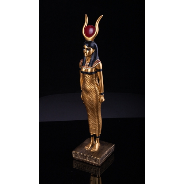 Vintage Golden Hathor Statue: Egyptian Goddess of Love & Beauty - صورة إضافية 2