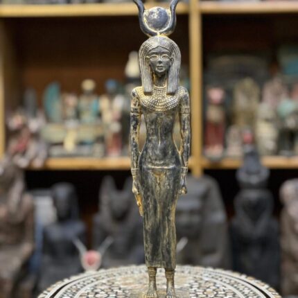 Vintage Hathor-Goddess of heaven,love,beauty, happiness-fertility in ancient Egyptian mythology-sculpture antiques statue-Egypt mythology - صورة إضافية 2