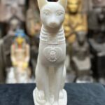 White Stone Bastet Cat Statue, Egyptian Goddess - صورة إضافية 10
