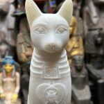White Stone Bastet Cat Statue, Egyptian Goddess - صورة إضافية 4