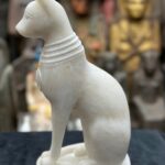 White Stone Bastet Cat Statue, Egyptian Goddess - صورة إضافية 6