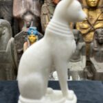 White Stone Bastet Cat Statue, Egyptian Goddess - صورة إضافية 7