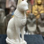White Stone Bastet Cat Statue, Egyptian Goddess - صورة إضافية 8