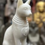 White Stone Bastet Cat Statue, Egyptian Goddess - صورة إضافية 9