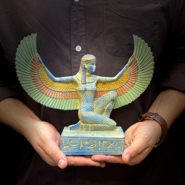 Winged Isis Goddess Statue – Blue Egyptian Sculpture of Protection, Love & Beauty | Egyptian Mythology | in Egypt